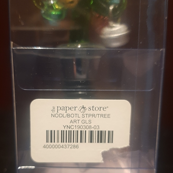 Glass Christmas Tree W/Jingle Bell Ornaments Wine Bottle Stopper Boxed New NWT - Picture 3 of 13